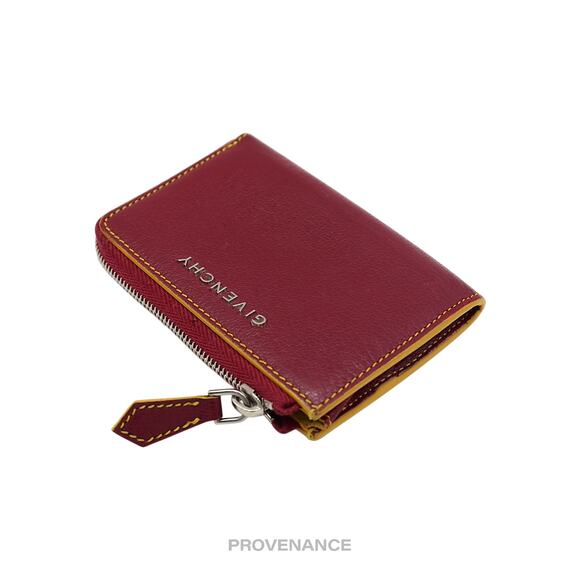 🔴 Givenchy Cles Zip Pouch Wallet - Red/Yellow Leather - Picture 4 of 11